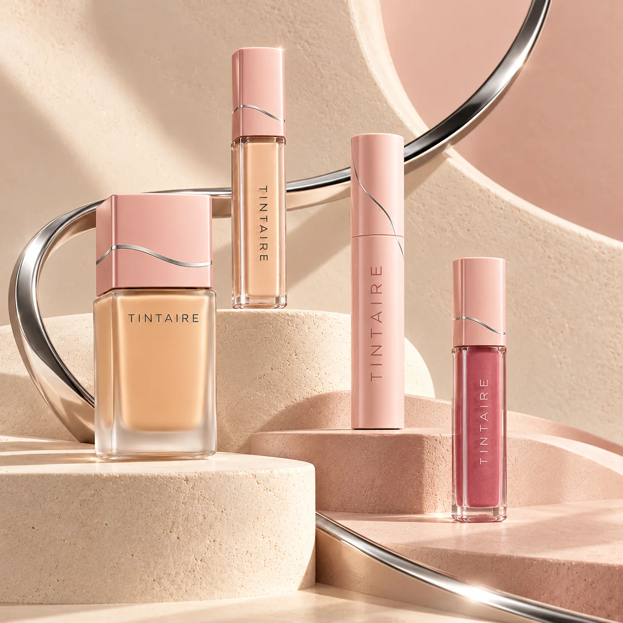 TINTAIRE foundation, concealer, mascara and lip colour full range hero